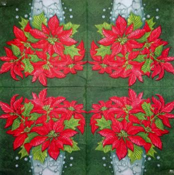 085 Christmas Flowers - 3-ply (cream/Edge grün) - Ihr